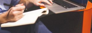 taking notes from computer